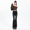 Four Season Wearable Spicy Girl Slim Fit Elastic Splicing Flared Jeans Women'S New High Waisted Niche Design Horseshoe Pants