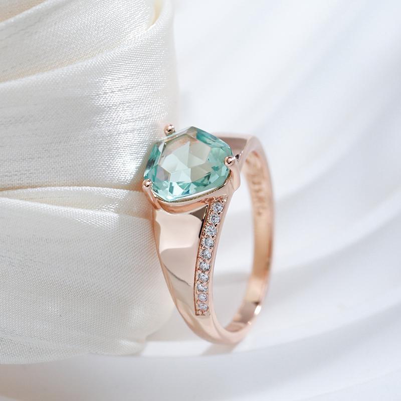 Fashion Unique Green Stone Big Ring For Women Mosaic Natural Zircon With  Rose Gold Color Vintage Wedding Jewelry