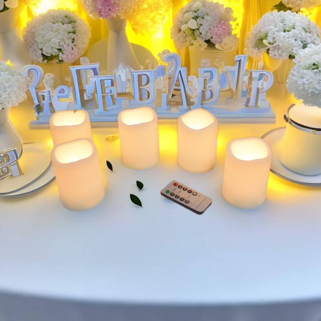 -Flameless LED Candles, Remote Control, Battery Operated, Home Decoration, Cylindrical Night Light, Timed, Sleep Candle Lamp
