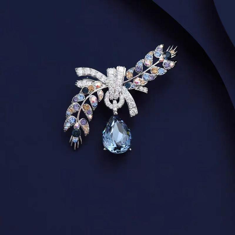 Waterdrop Wheat Brooches For Women Beautiful Flowers Plants Party Office Brooch Clothes Backpack Pins Gifts