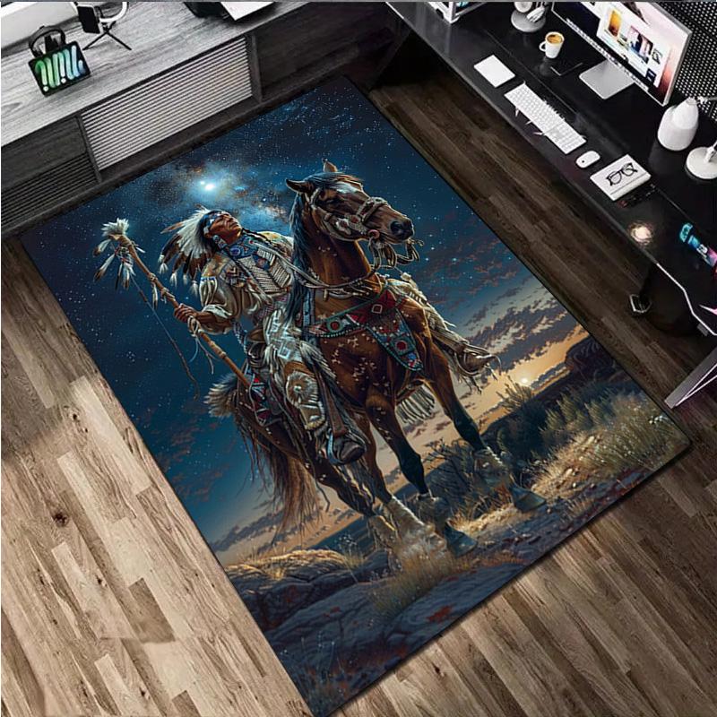 Native American Print Rug - Home Decoration Carpet For Living Room Bedroom Flooring Computer Chair Area Rug