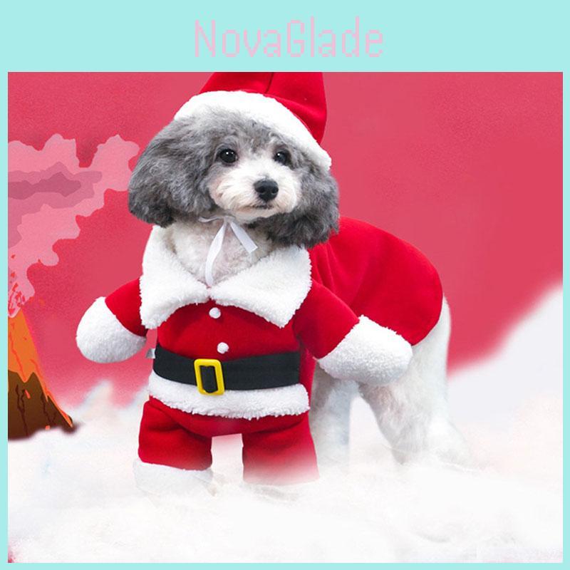 Adorable Red Christmas Santa Claus Pet Costume Outfit For Dogs And Cats With Hat And Cape
