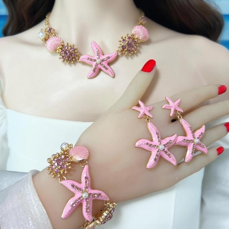 Themed 4 Piece Shell Necklace Collection Sensitive Skin Friendly Alloy Jewelry For Summer Vacation