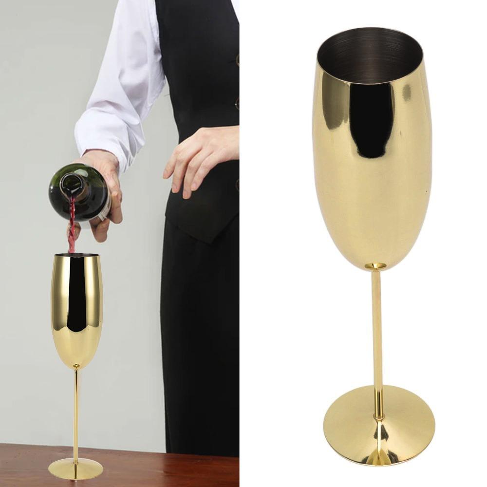 

Gold Stainless Steel Wine Glass 260ml Goblet Widely Used Champagne Glasses Party