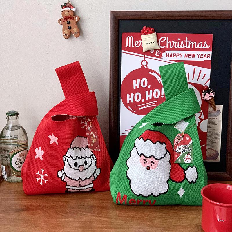 Festive Christmas Knit Tote Bag: Creative Handbag for Gifts & Candy