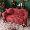Sofa Towel Multifunctional Cover Red Festival Woven Plaid Retro