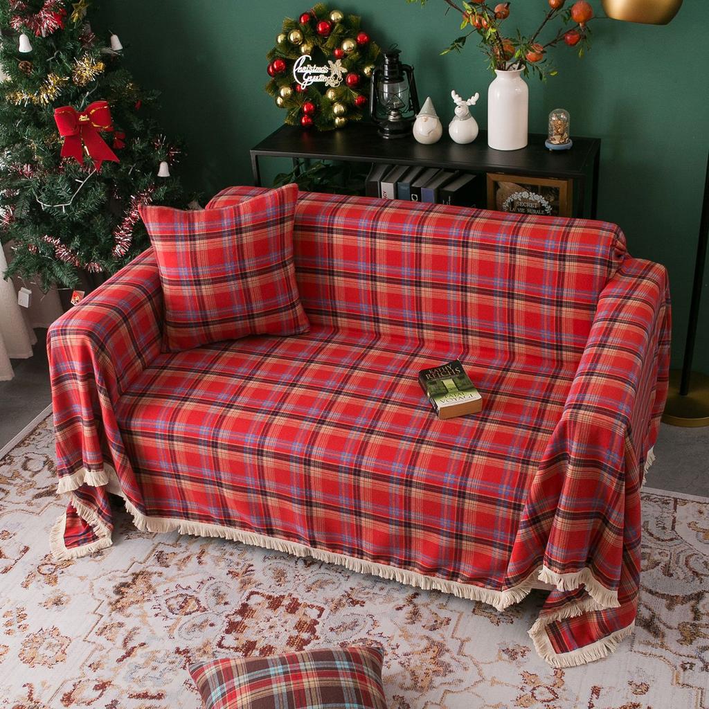 Couch Cover Modern Plaid Slipcover Living Room Furniture Protector Sofa Cover Towel For Christmas Decorate Sofa Sitting Cushion