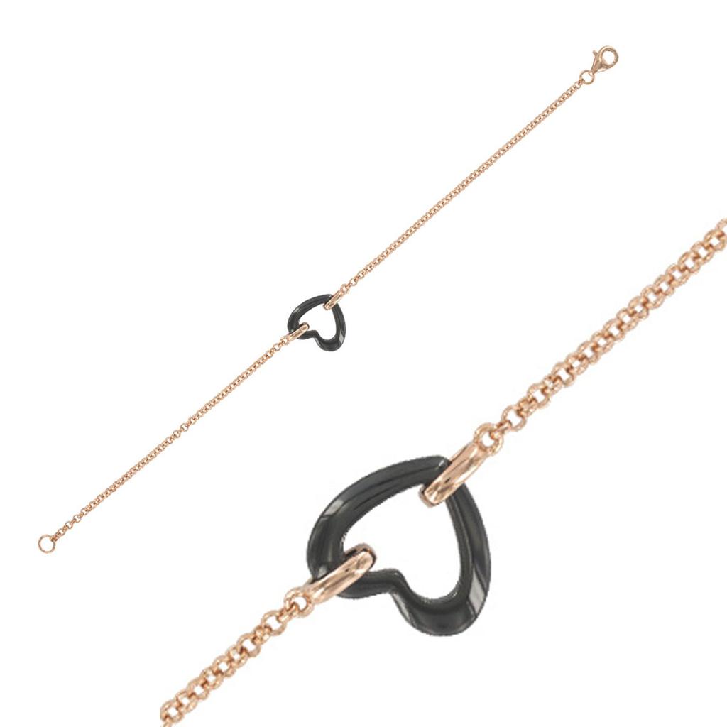 Les Trésors De Lily [R5003] - Bracelet Argent 'Love' noir rosé (céramique) - 14x13 mm