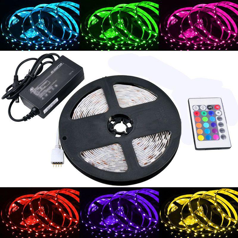 

Светодиодная RGB лента 300 с изменяемым цветом, комплект с пультом дистанционного управления и блоком питания 5 м/16 футов EU Plug