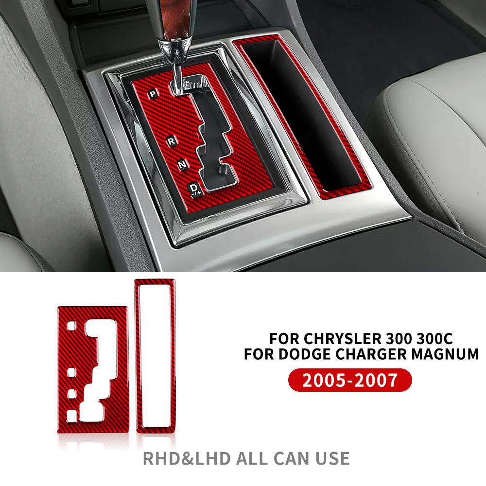 Real Soft Carbon Fiber Sticker For Chrysler 300 300C For Dodge Charger Magnum 2005 2006 2007 Car Gear Shift Panel Accessories