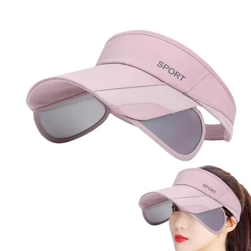 

Outdoor Sports Empty Top Sun Visor Golf Hat Quick Dry UV Protection Sunshade Hat Casual Retractable Brim Summer Baseball Tennis розовый