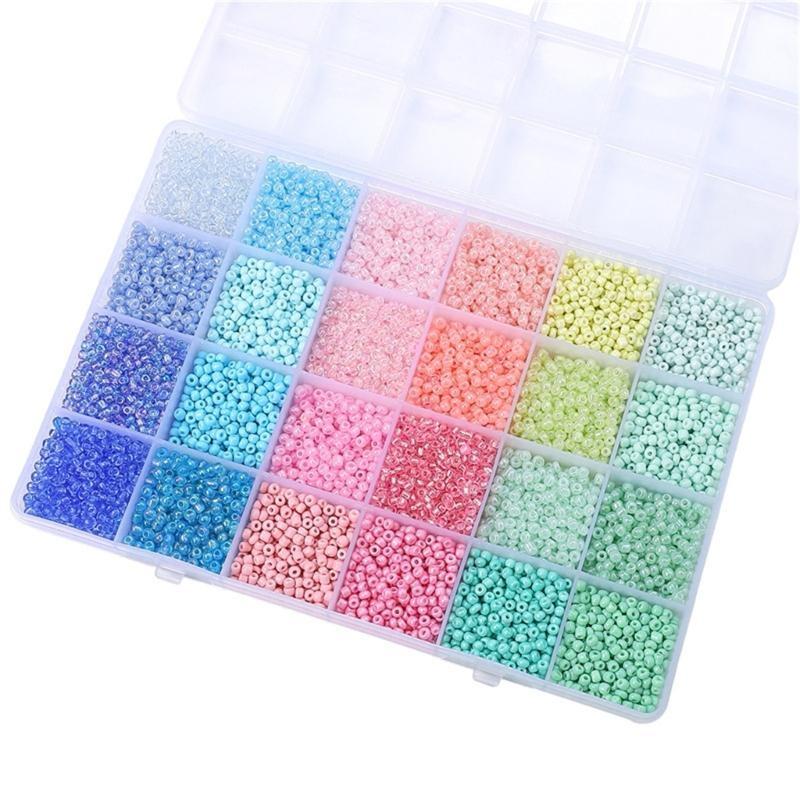 24 Fächer Glasperlen DIY Bastelset mit Organizer-Box