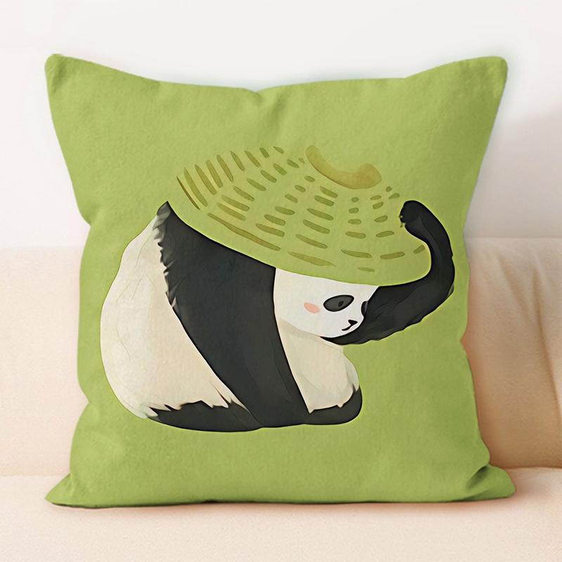 "Cute Panda Riding Rubber Duck Throw Pillow Cover"