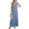 New Summer Women's Casual Solid Color Crew Neck Sleeveless Loose Long Midi Dress