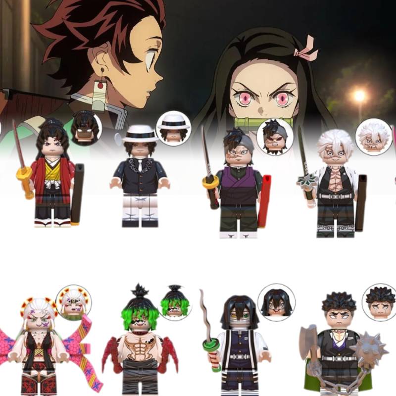 8pcs Slayer Demon Anime Character Building Blocks Assembly Toy Set Gift Children