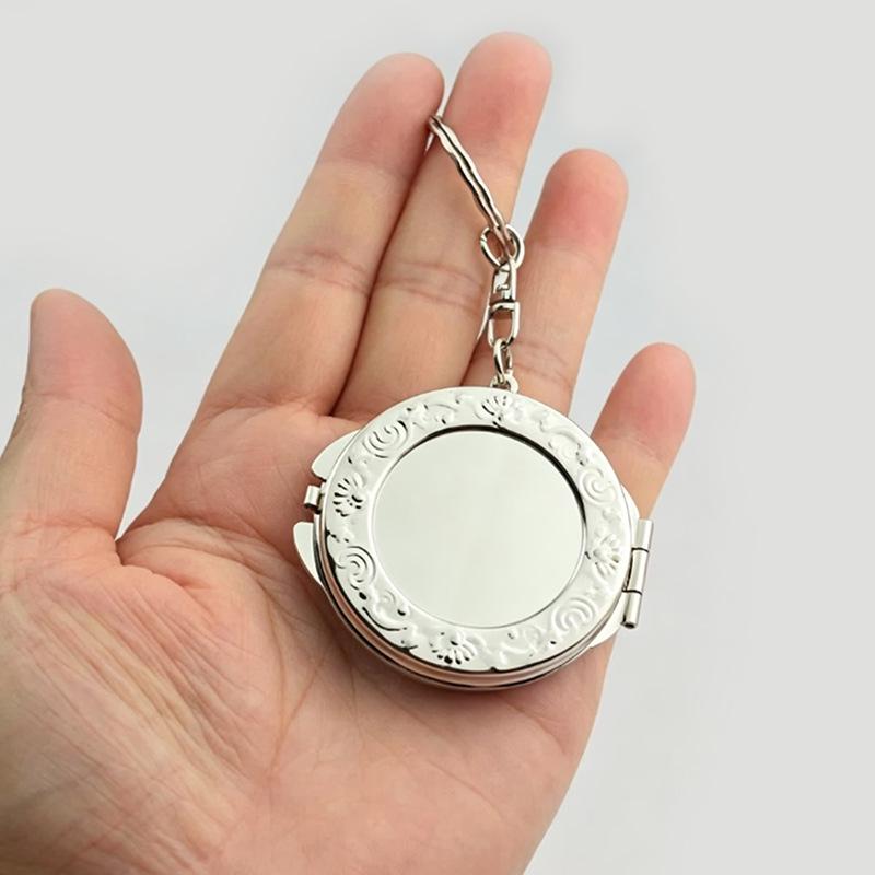 Compact Double-Sided Mini Makeup Mirror Keychain Pendant