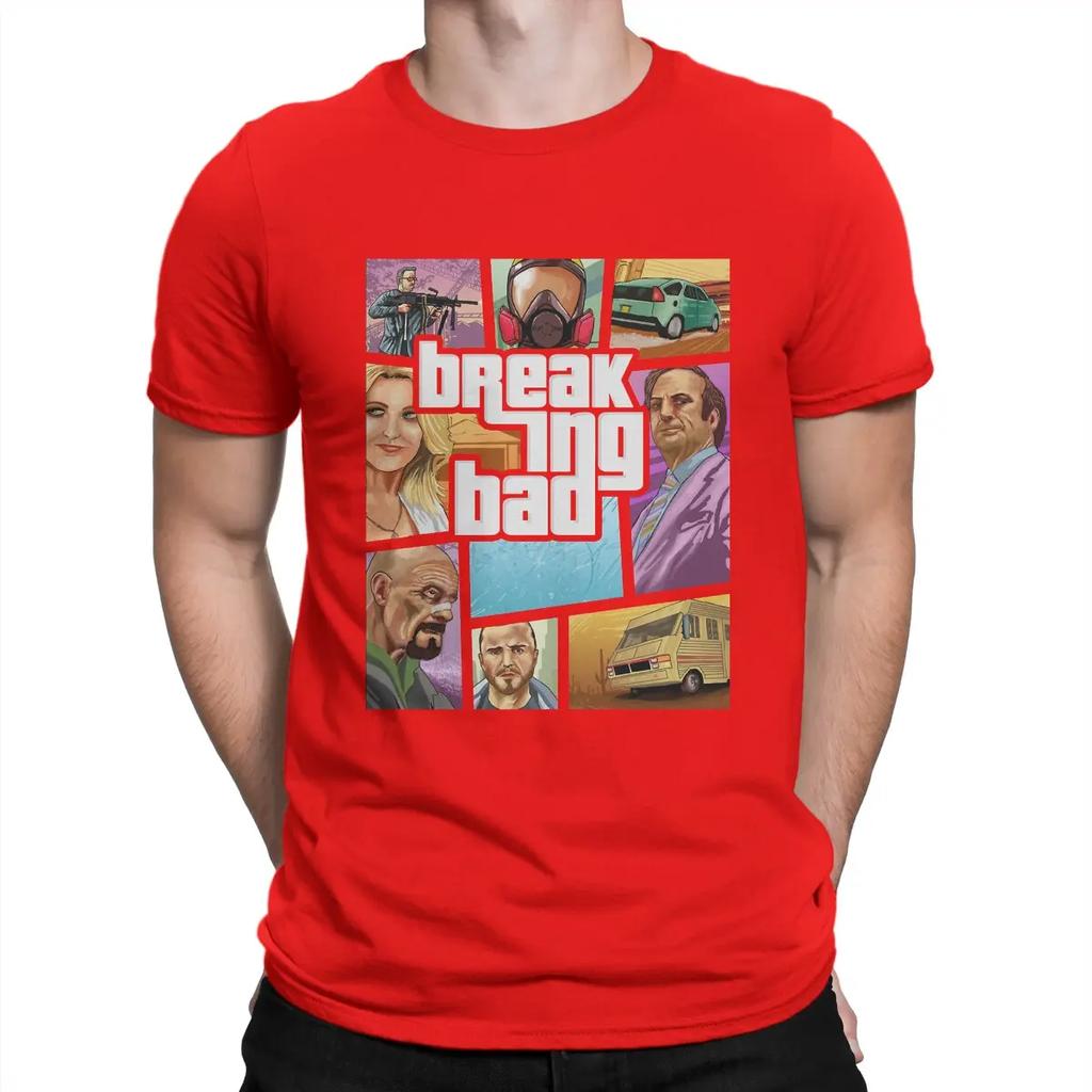 B-Breaking Bad Creative TShirt for Men Poster Round Collar Pure Cotton T Shirt Hip Hop Gift Clothes Streetwear