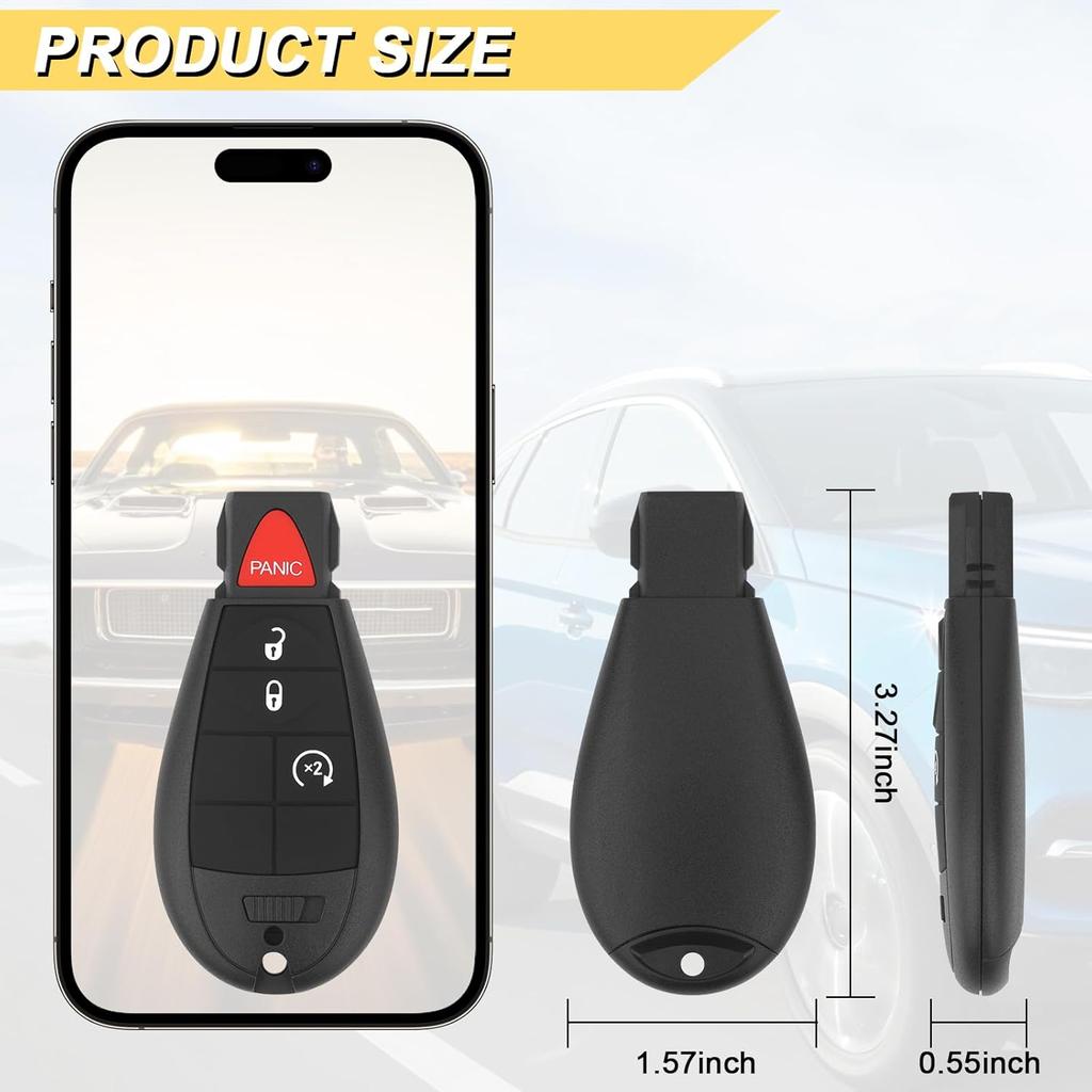 Key Fob Replacement for 2013- Dodge Ram 1500/13-18 Ram 2500 3500 4500 5500 Car Keyless Entry Remote Control,GQ4-53T,4 Buttons