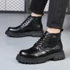 Martin boots men's winter cotton leather boots British wind mid-top thick-soled inner heightening locomotive short boots
