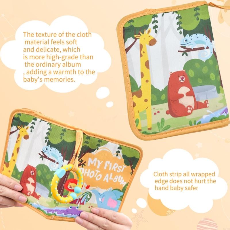 62KD Photo Book Baby Memory Book Soft Fabric Photo Album With Safety Mirror And Teething Circle For Newborns