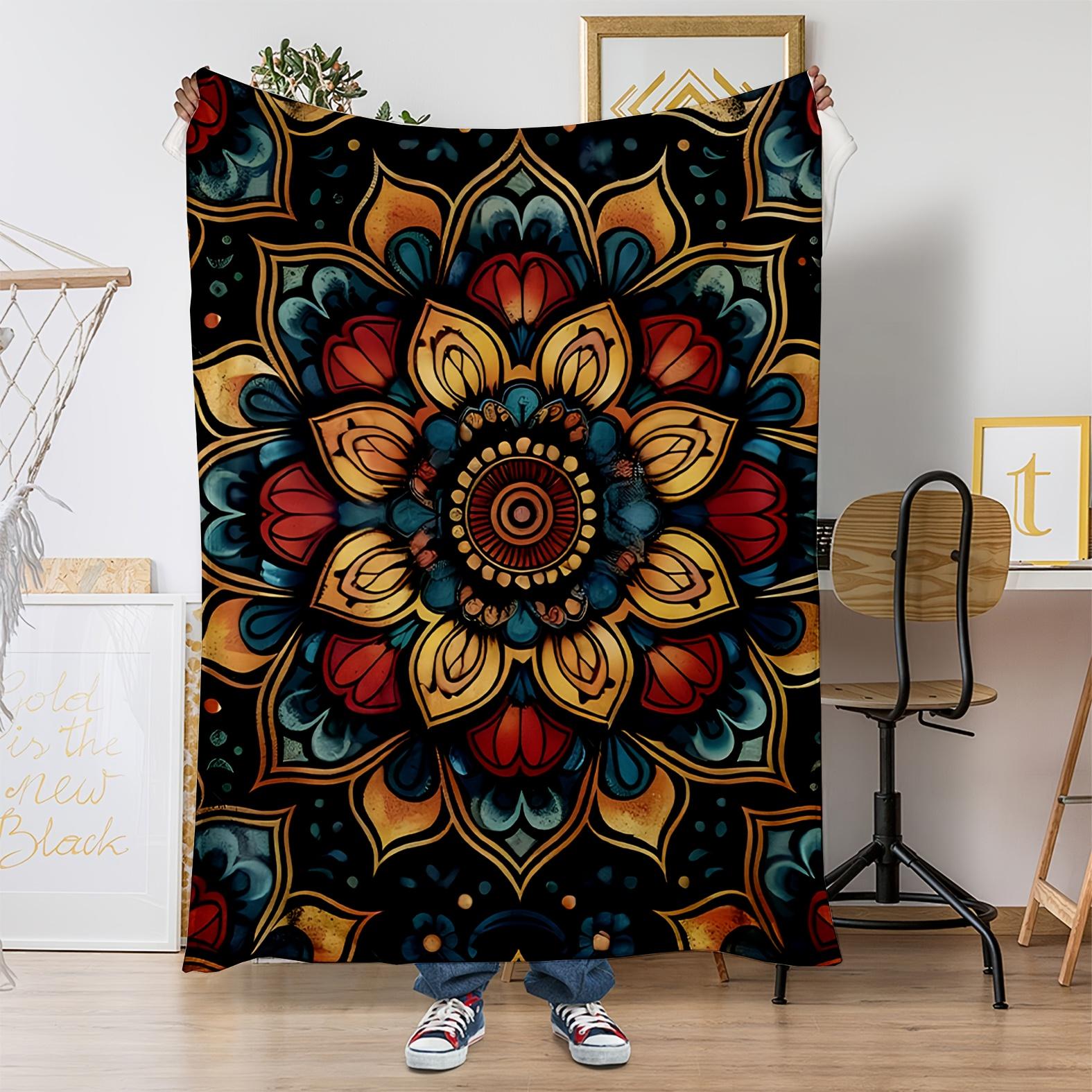 

Buddhist lotus pedestal pattern Flannel printed blanket suitable for all seasons suitable for living room office sofa and travel 75x100cm (30x40inch)