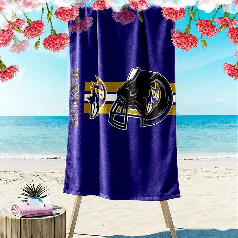 Ravens Print Beach Towel, Large Soft Quick Dry Towel for Beach Camping Swimming