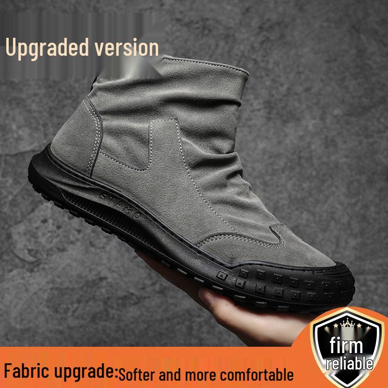 Men's 2025 Autumn Black High-Top Safety Leather Boots - Dirt-Resistant, Non-Slip, Versatile Work Shoes
