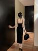 Lace Patchwork High Slit Spaghetti Strap Dress - Sexy Slim Fit, Open Back, Low Cut Evening Wear for Women