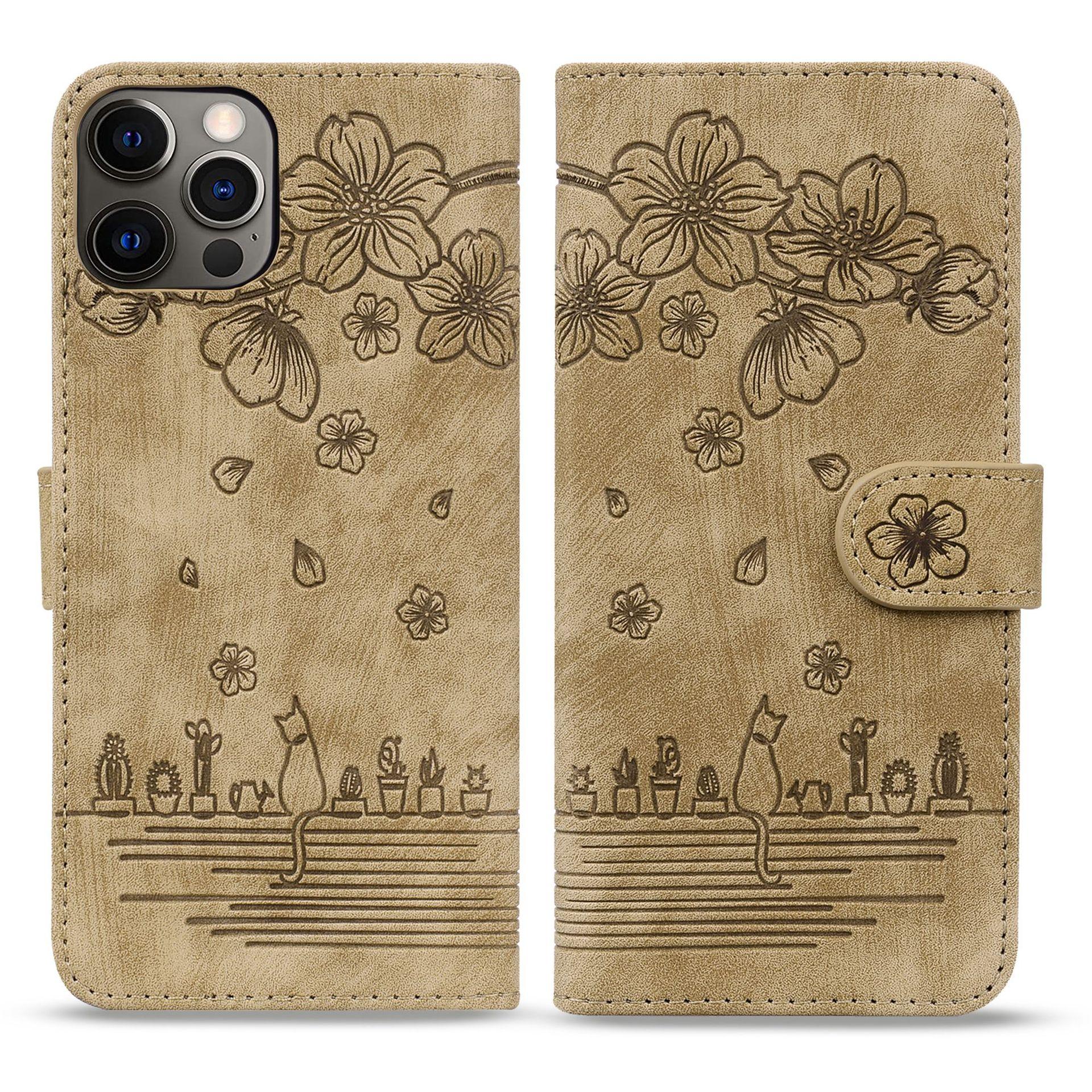 

Подходит для кожаного чехла для мобильного телефона iPhone15ProMax, чехла-книжки с тиснением для мобильного телефона Apple 14, защитного чехла с отделением для карточек. iPhone X、XS коричневый