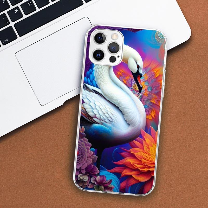 Black Swan Noble Phone Case For Apple iPhone 11 12 13 15 14 Pro 7 XR X XS Max 8 Plus + Mini SE Customized Print Soft Cover