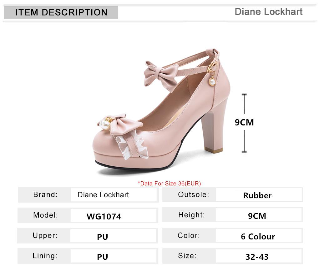 Fashion Spring Ankle Strap Women High Heels Mary Jane Pumps Party Wedding Cosplay White Pink Black Bow Princess Cosplay Lolita Shoes