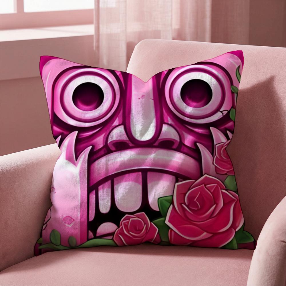 Temple Run Cushion Cover Multi-Scene Pillow Cover for Home & Car - Reversible, Soft & Durable for Daily Use