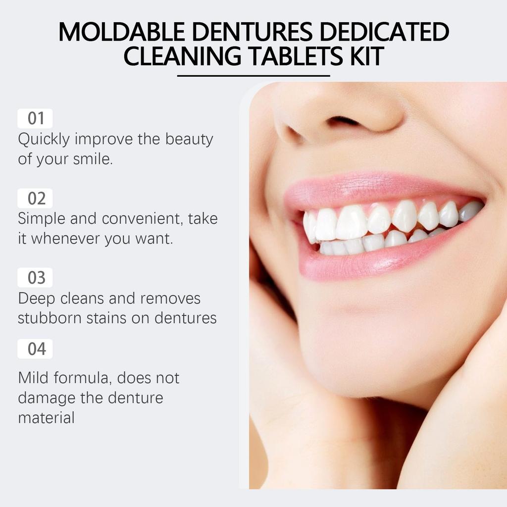 Denture Set With Cleaning Tablets Confident Smile Enhance The Aesthetics Of Your Smile Comfortable Material Dentures