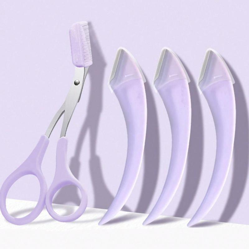

4Pcs/set Stainless Steel Eyebrow Trimmer Scissors With Comb, Beauty Tools, Unisex, Eyebrow Scissors Makeup Tool