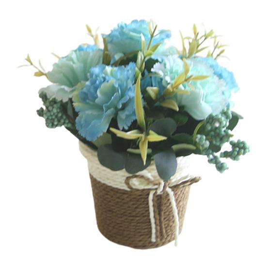 

Имитация горшечных растений, изящное мастерство, фестивальное украшение, корзина из ротанга, искусственная гвоздика в горшке синий