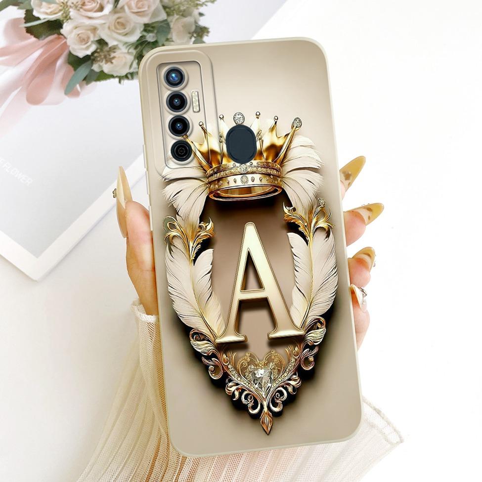 For Tecno Camon 17 CG6 CG6j Case For Techno Camon 17 Cover Luxury A-Z Letters 2D Painted Silicone Casing