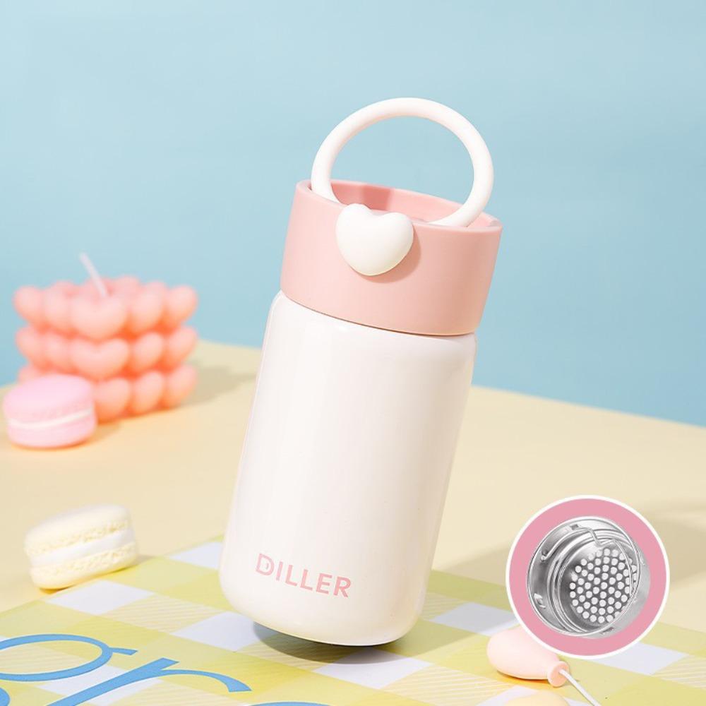 

Drinking Kettle Mini Thermos Cup With Handle Thermal Water Bottle Portable Vacuum Flask Coffee Tea Pink 200ml