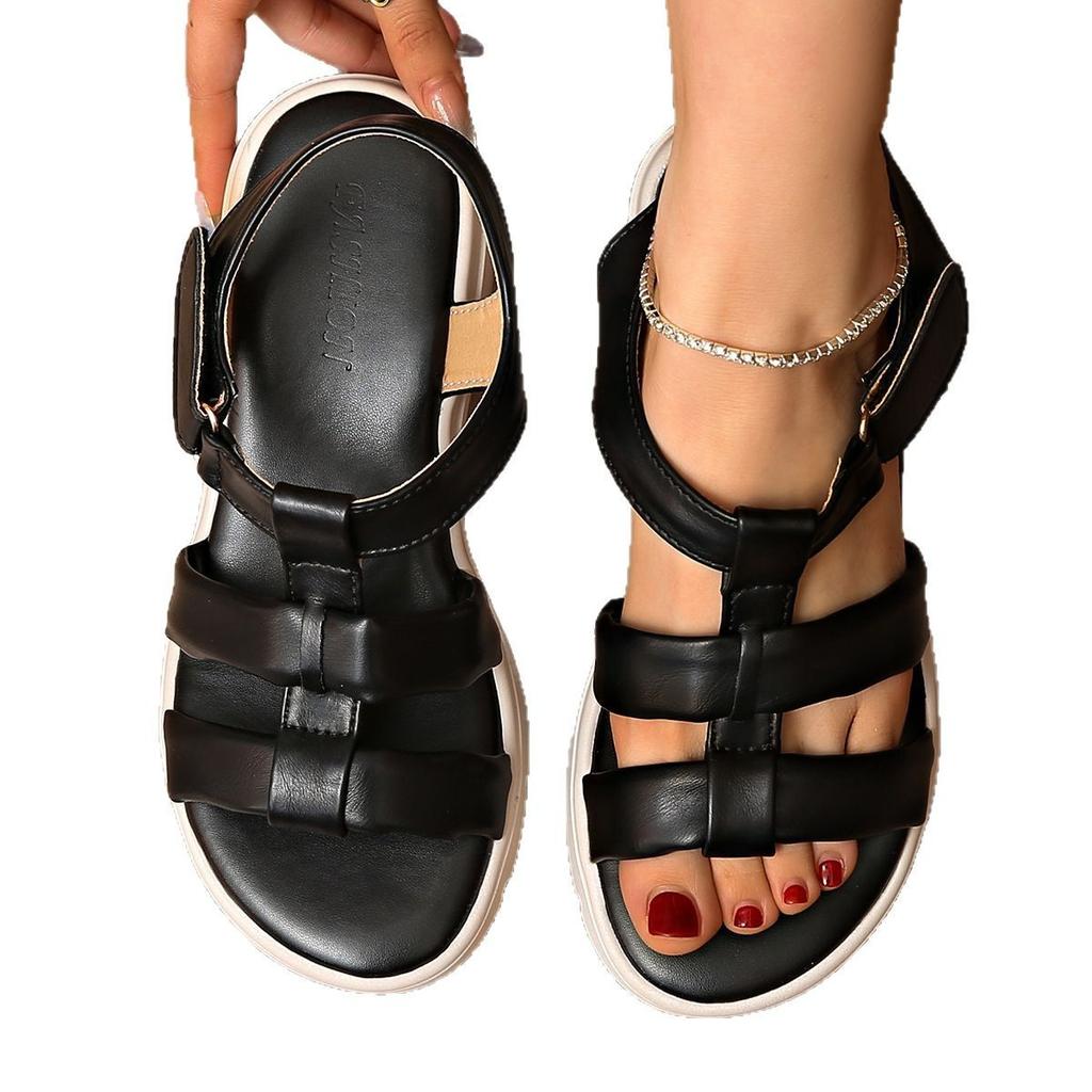 New Platform Open-toed Roman Shoes Women's Platform Versatile Comfortable Sandals Breathable Fashion Velcro Women's Shoes