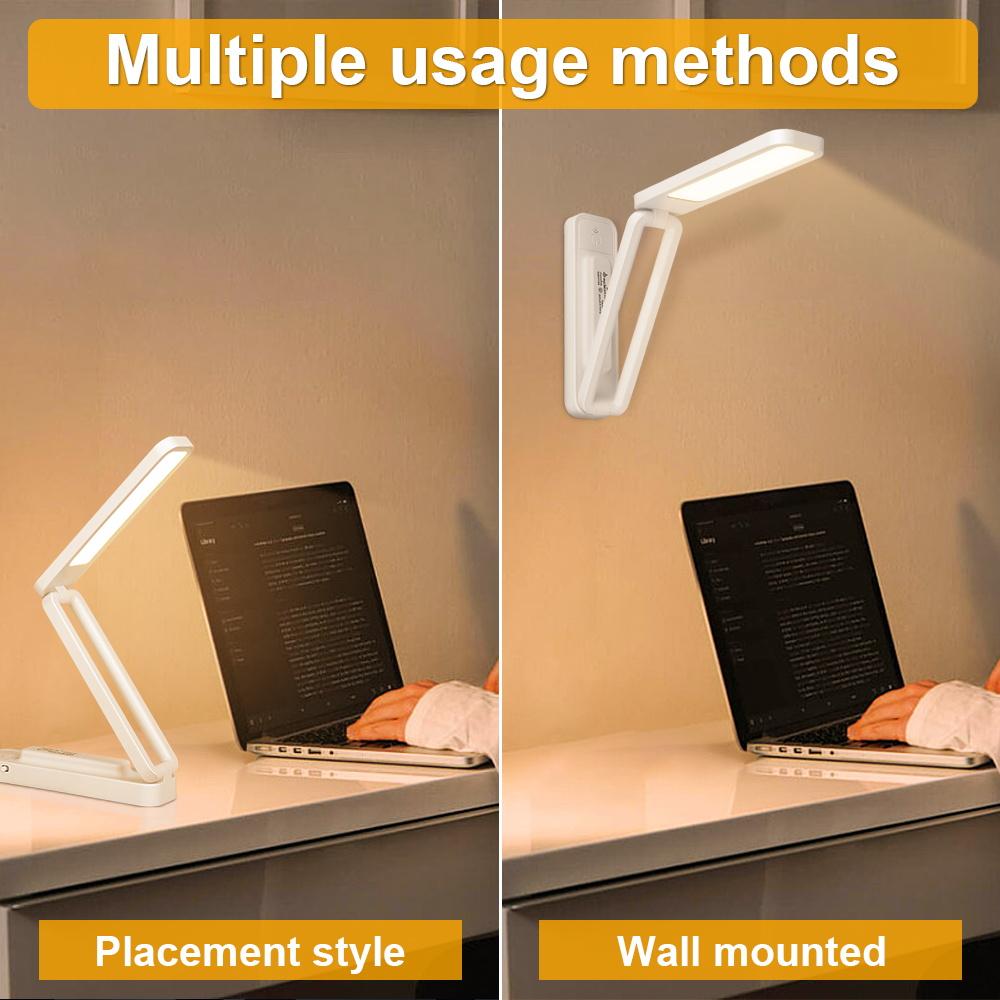 LED Touch Desk Lamp Folding Portable Night Light USB Rechargeable Wall-mounted Led Lamp Dormitory Bedroom Reading Table Lamp