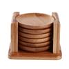6PCS Round Shape Bamboo Coaster Cup Rest   for Glass Cups Tea Cup Coffe Mug Bottle Water Holder Natural Home Decor