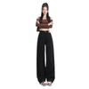 Women's Black High-Waist Wide-Leg Jeans - Slimming, Tall-Enhancing Fit, Versatile Fashion Long Pants