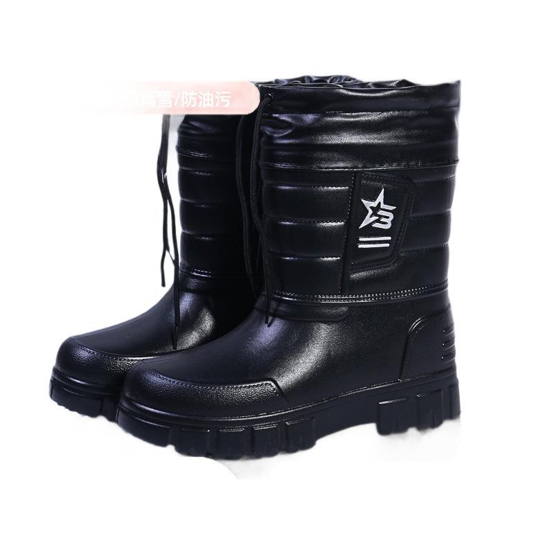 Winter velvet thickened tall waterproof rain boots EVA warm and non-slip snow boots