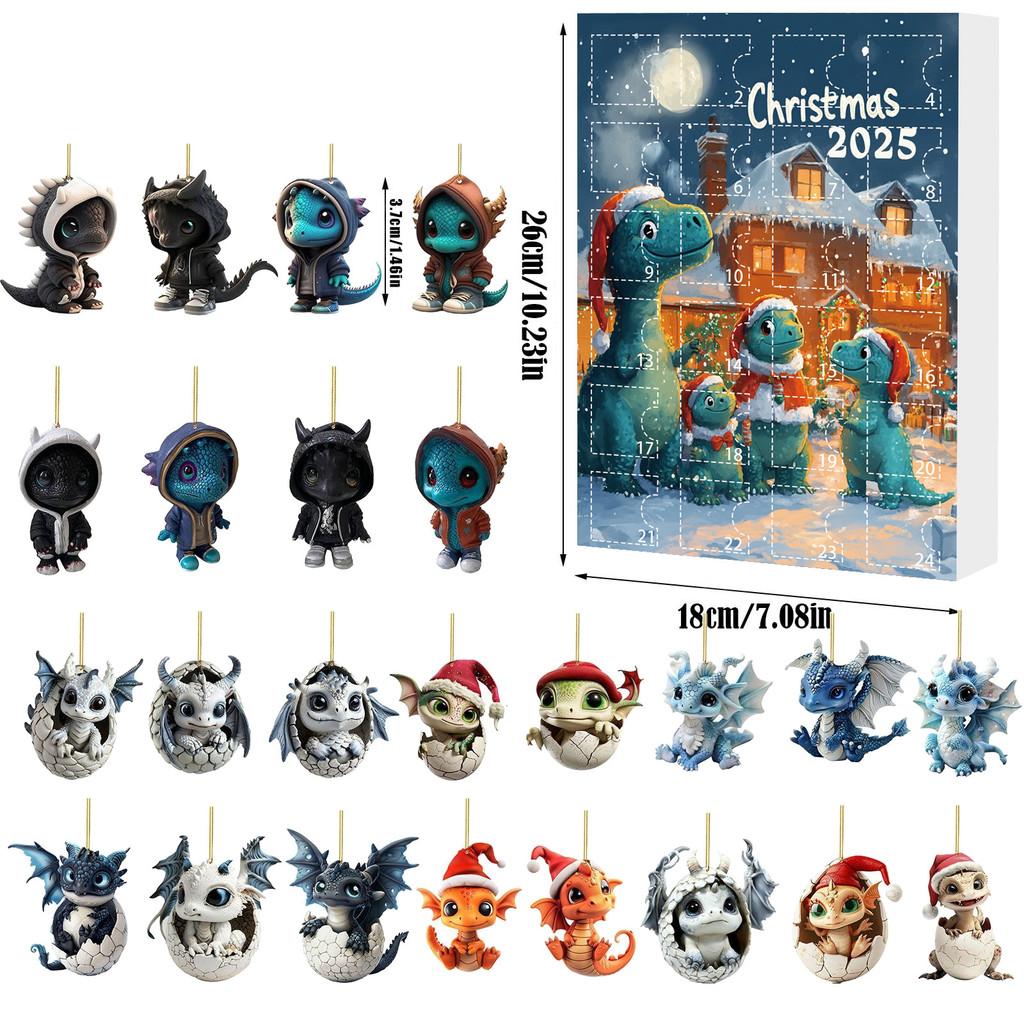 Christmas Countdown Blind Box Mini Acrylic Dragon Baby Hanging Decor For Holiday Gift Giving