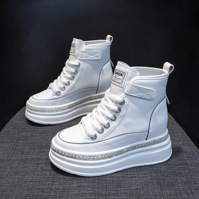 

Кеды женские 2025 весна новые женские туфли на платформе универсальные туфли на высоком каблуке на толстой подошве повседневные высокие кеды 39 белый