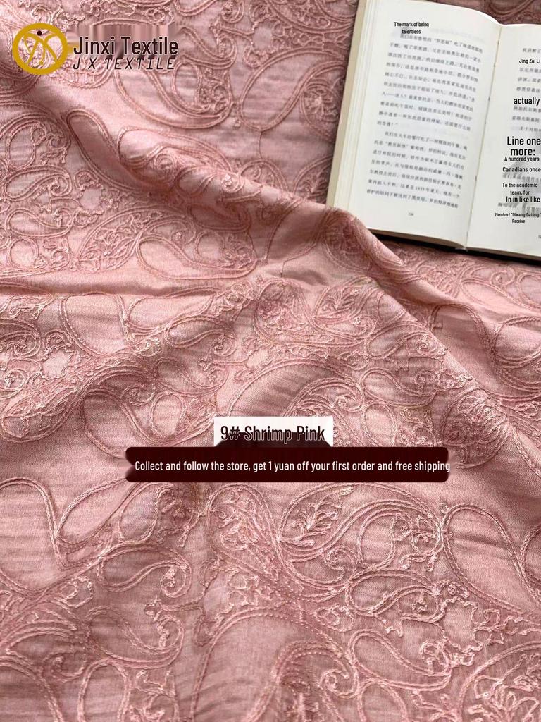 Multicolor 3D Cashew Flower Tencel Embroidery Fabric for Spring/Summer Dresses & Jackets