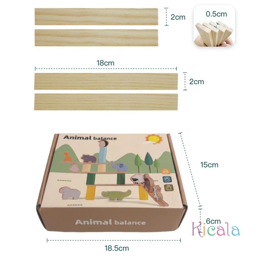 Animal Stacking Toys Kids Wooden Balance Stacking Montessori Toy Educational Development Learning Birthday Gift for 2-4 Year Old