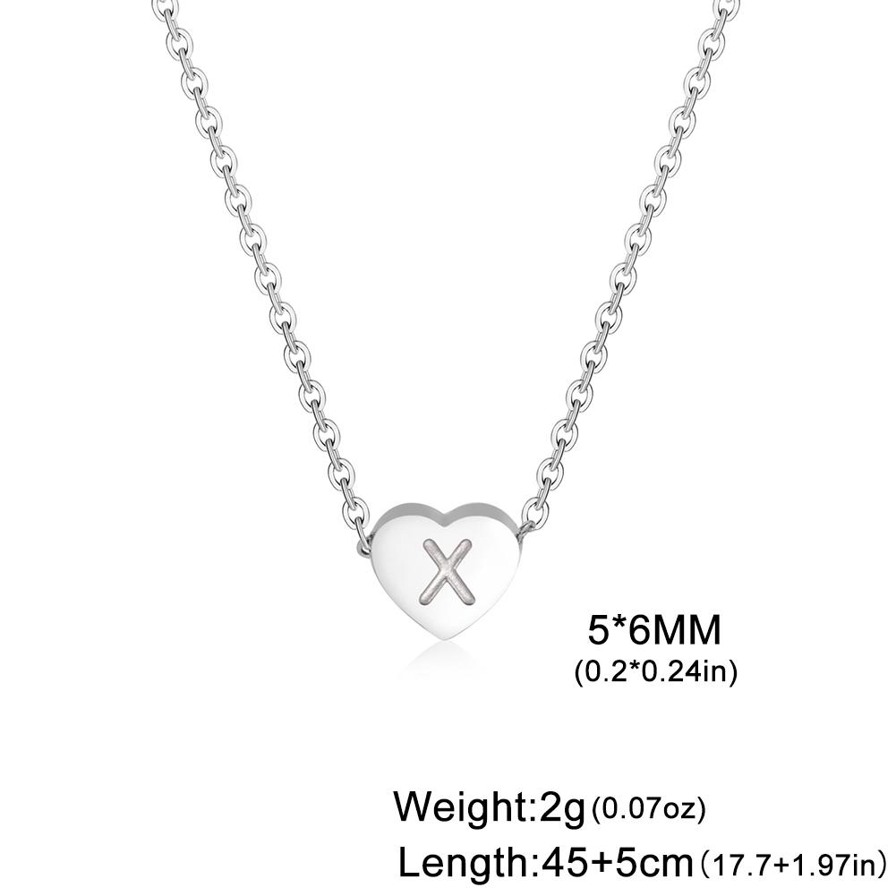 Love Heart Necklace Women Men Stainless Steel Jewelry A-Z 26 Letters Name Initials Pendant Couple Trend New Year Christmas Gifts