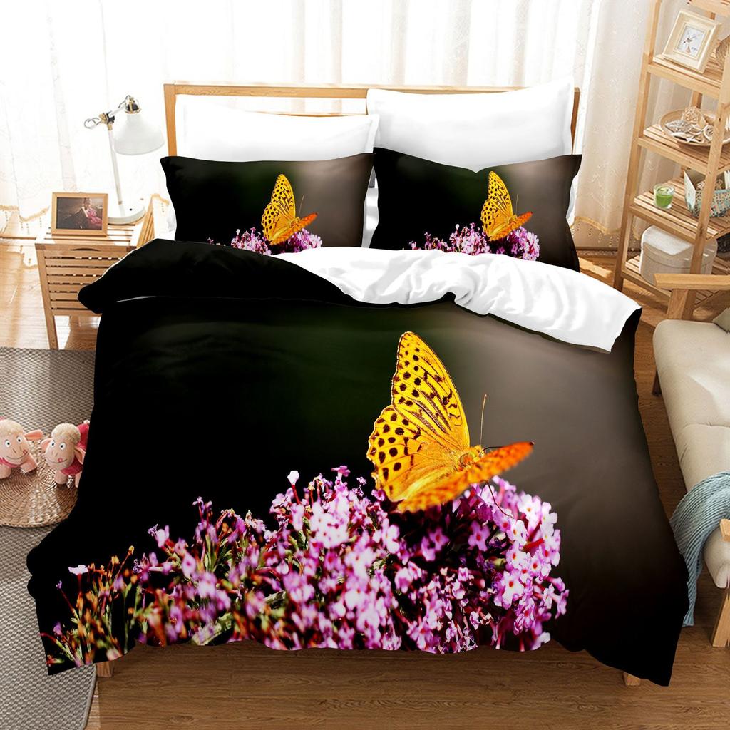 Butterfly 3D Digital Printing Kit Quilt Set Three-Piece Set