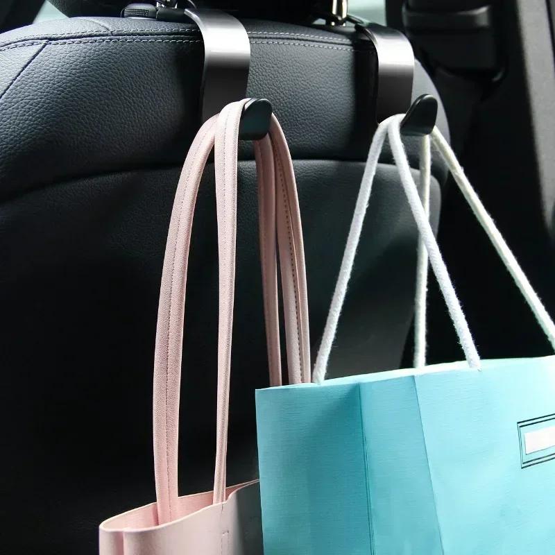 4Pcs Car Headrest Hooks Hanger for Bags Seat Back Organizer Holder Clips Auto Fastener Hooks Car Storage Holder Car Accessories