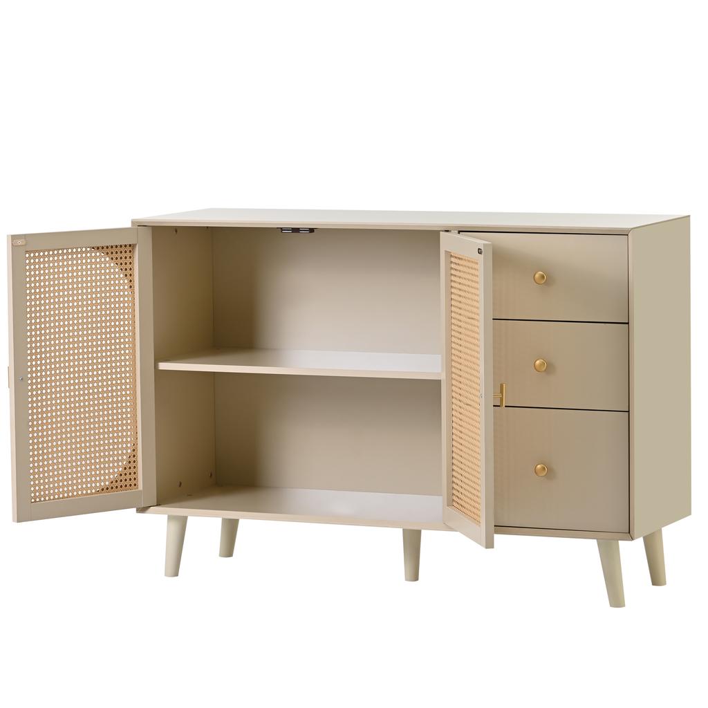 [CHANGE IMAGE]Dining Room Living Room Sideboard Storage TV Table with Doors and Drawers with Large Storage Space Off-white Cream Width 120 Cm
